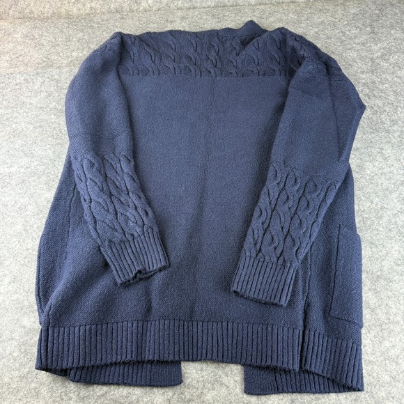 Lucky Brand Venice Cable Knit Chunky Cardigan Sweater S‎ American Navy Classic - Picture 2 of 5